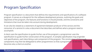 Program Specification Software Development UNIT 4- Program Maintenance(Programming Logic & Techniques) | PPTX