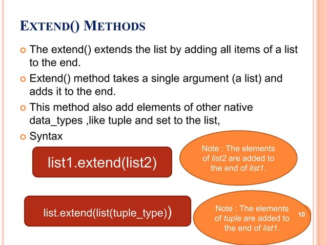 Unit 4 python -list methods | PPT image.