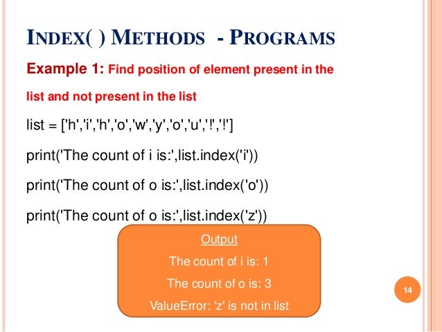 Unit 4 python -list methods