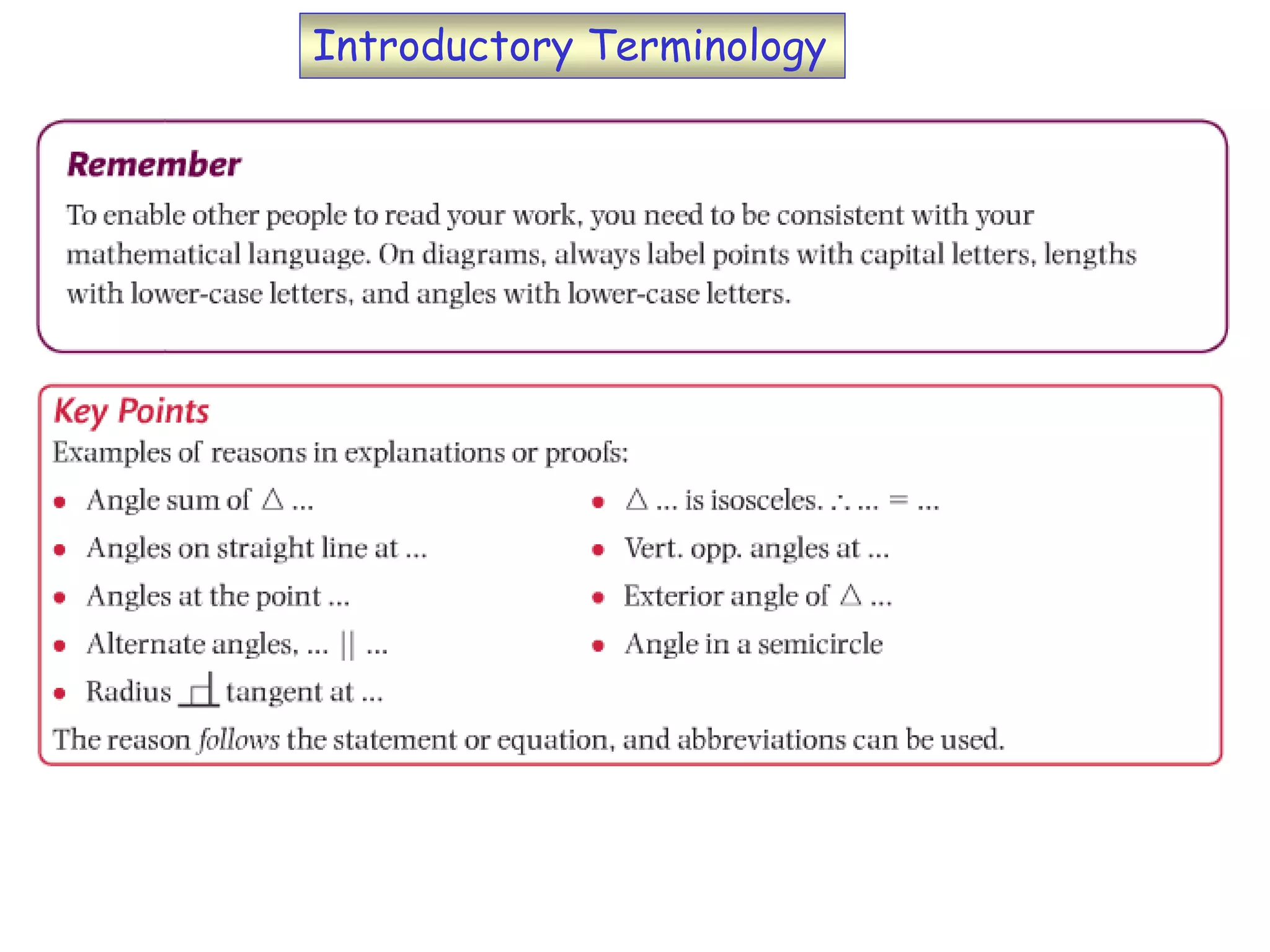 Introductory Terminology
 