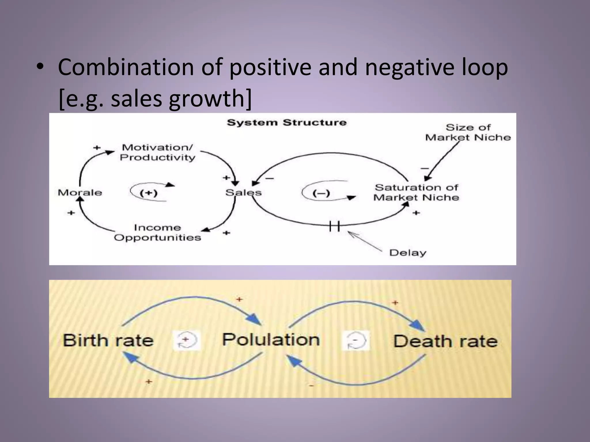 • Combination of positive and negative loop
[e.g. sales growth]
 
