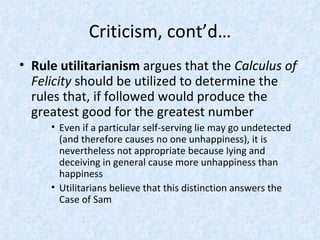 ethics utilitarian calculus