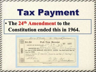 • The
Amendment to the
Constitution ended this in 1964.
th
24

 