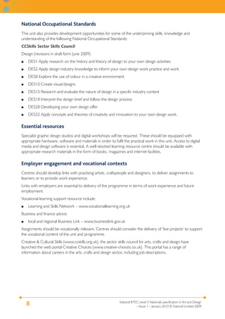 Edexcel BTEC Level 3 Nationals specification in Art and Design
– Issue 1 – January 2010 © Edexcel Limited 2009
8
National ...