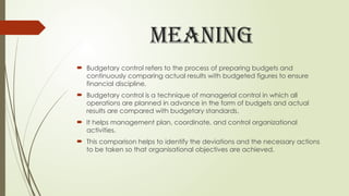 accouting for managera budgetary control meaning need objective | PPTX