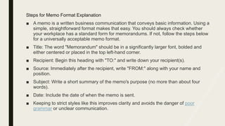 Explaining Memo Unit 4 (A); Memo Writing Lecture, Educational Platform.pptx