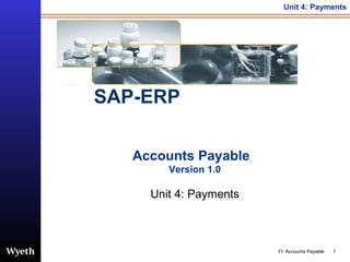 Accounts Payable  Version 1.0 Unit 4: Payments FI: Accounts Payable SAP-ERP 