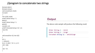 UNIT 4C-Strings.pptx for c language and basic knowledge | PPTX