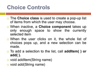 java-Unit4 chap2- awt controls and layout managers of applet | PPTX