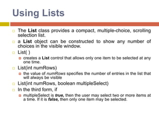 java-Unit4 chap2- awt controls and layout managers of applet | PPTX