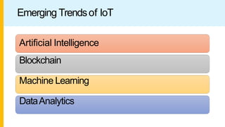 Emerging Trendsof IoT
Artificial Intelligence
Blockchain
Machine Learning
DataAnalytics
 