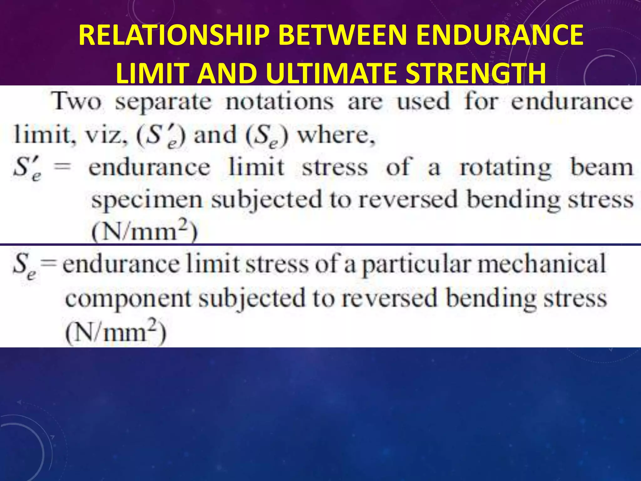 RELATIONSHIP BETWEEN ENDURANCE
LIMIT AND ULTIMATE STRENGTH
 