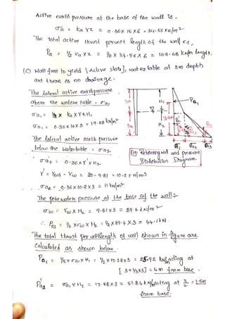 Earth Pressure Theories and Retaining Walls Hand written Notes | PDF