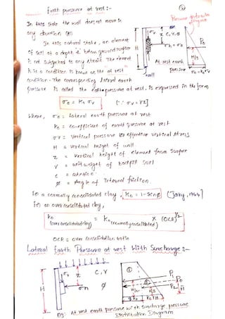 Earth Pressure Theories and Retaining Walls Hand written Notes | PDF