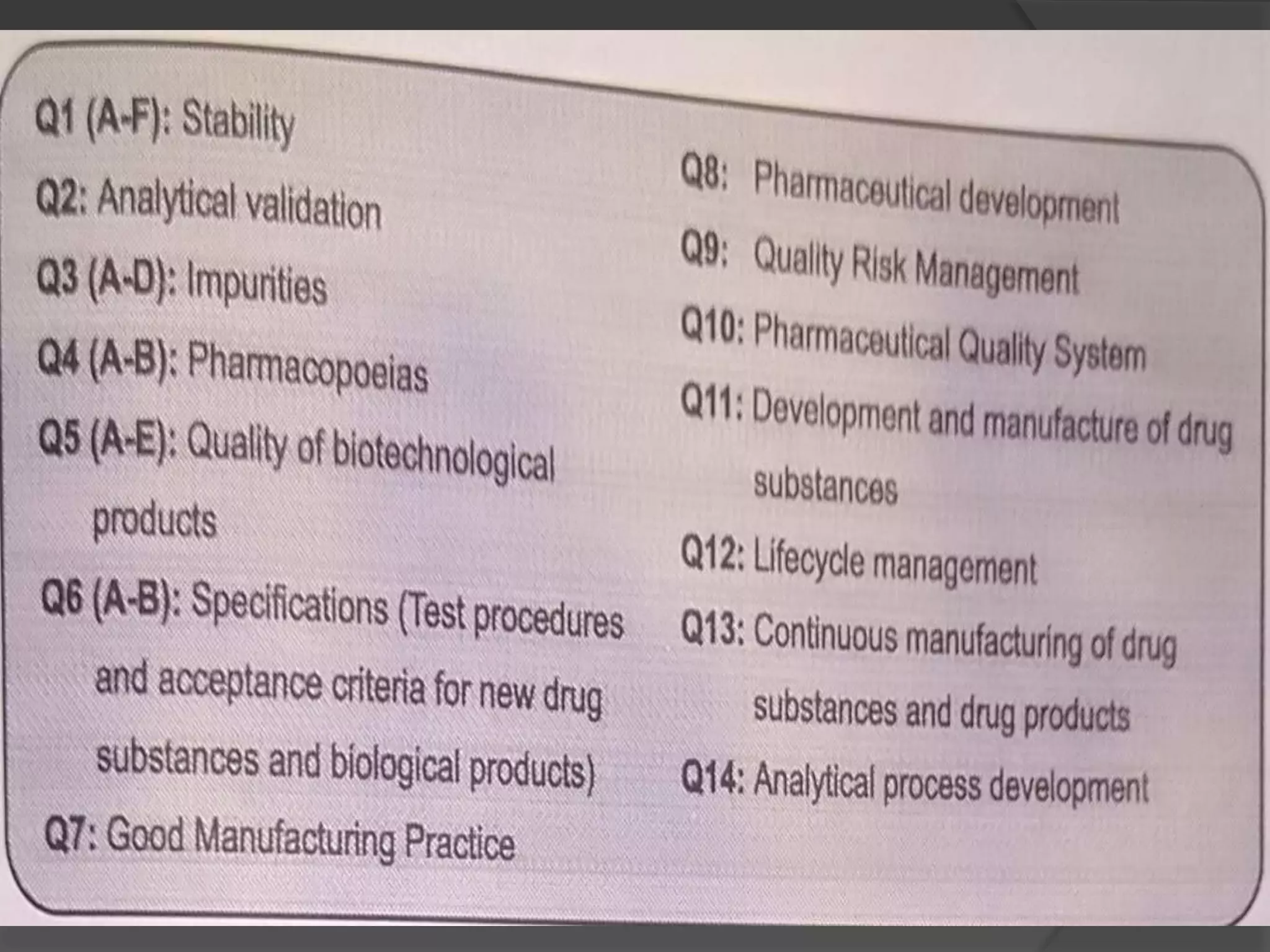 Quality management systems