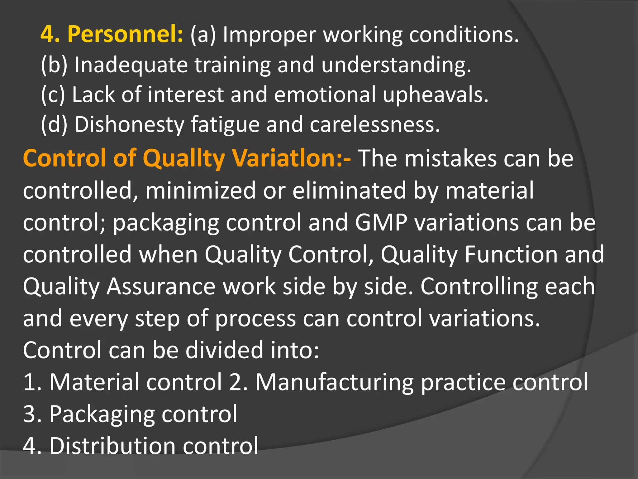 Quality management systems