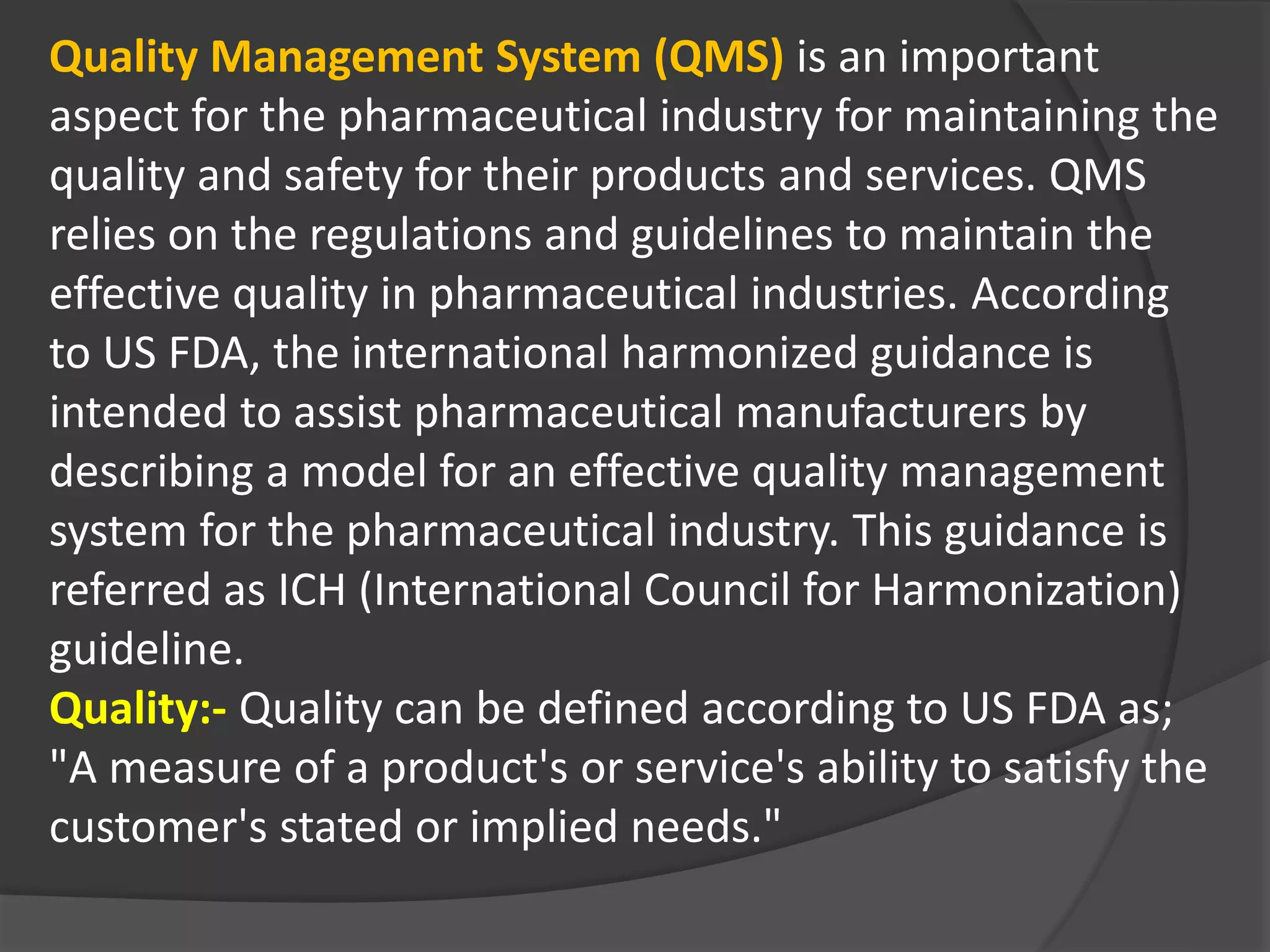 Quality management systems