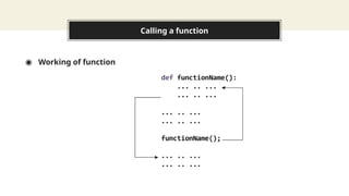 Calling a function
◉ Working of function
 