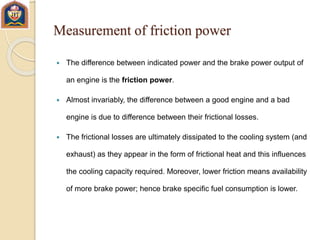 Friction Physics Engine IC Engines lubrication & cooling methods | PPTX