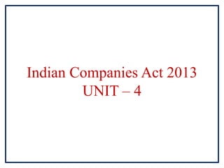 Indian Companies Act 2013
UNIT – 4
 