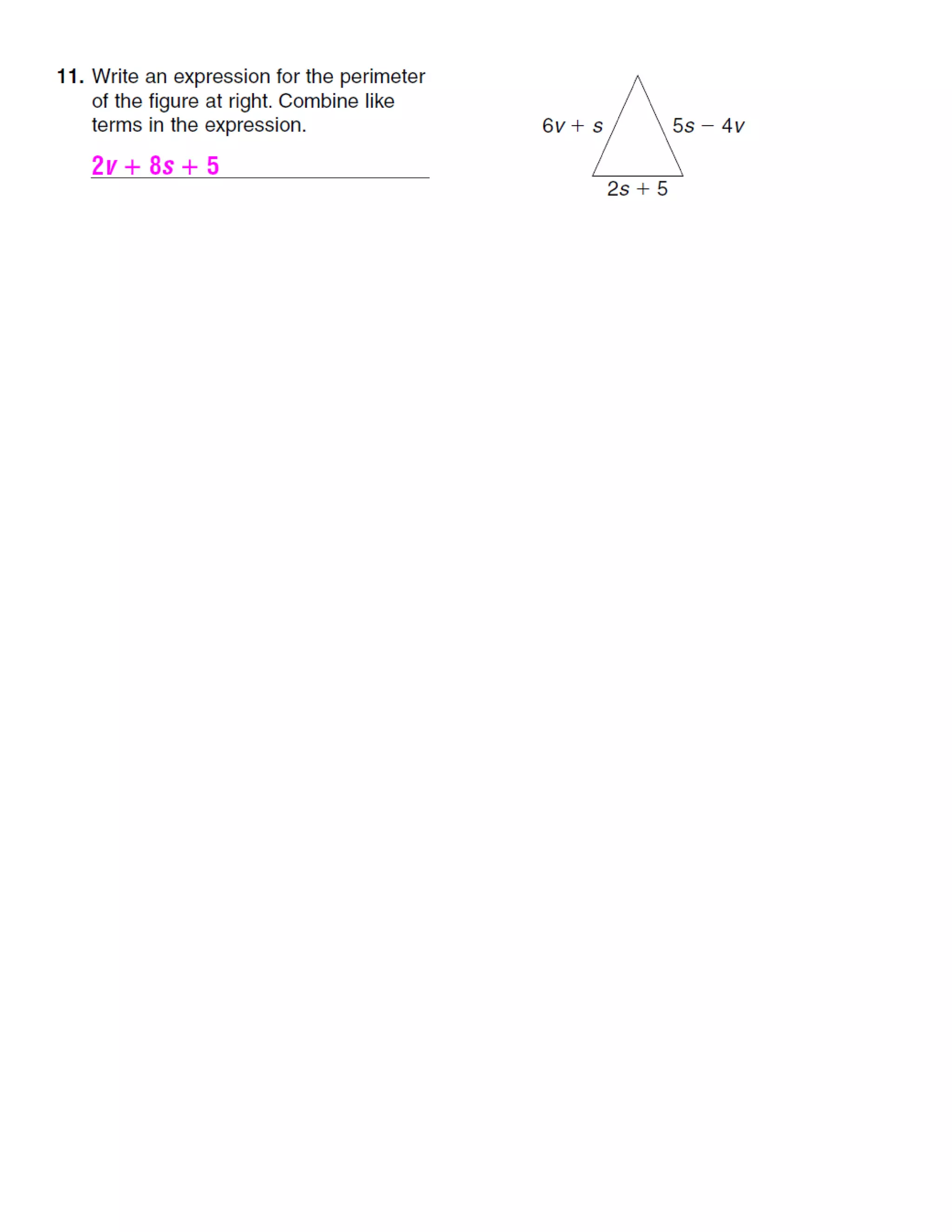 Unit 4 lesson 7 combining like terms