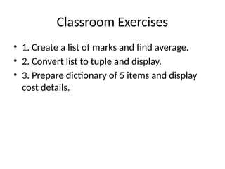 python- basic. pptx with lists, tuples dictionaries... Comprehensive Guide to Python Lists, Tuples, and Dictionaries with ...