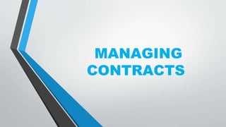 MANAGING
CONTRACTS
 