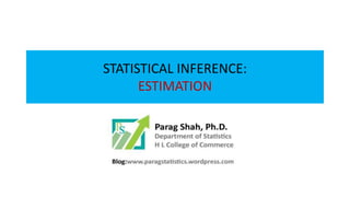 STATISTICAL INFERENCE:
ESTIMATION
 