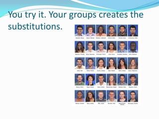 You try it. Your groups creates the
substitutions.
 