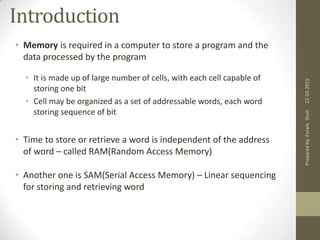 Memory Organization | Computer Fundamental and Organization | PPT