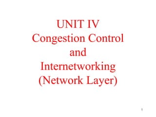 UNIT IV
Congestion Control
and
Internetworking
(Network Layer)
1
 