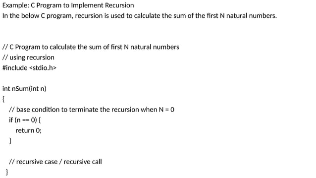 recursion, syntax, types, example program | PPT