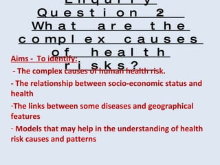 Enquiry Question 2:  What are the complex causes of health risks?  ,[object Object],[object Object],[object Object],[object Object],[object Object]