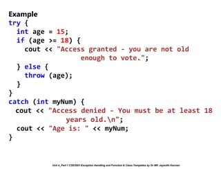 Unit 4_Part 1 CSE2001 Exception Handling and Function Template and ...