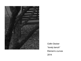 Collin Decker 
“lonely bench” 
Element s curves 
2014 
 