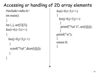 Basics of array in C. 1D array and 2D C | PPT