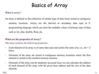 Basics of array in C. 1D array and 2D C | PPT