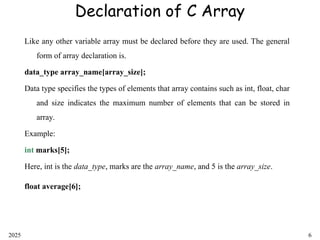 Basics of array in C. 1D array and 2D C | PPT