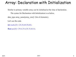 Basics of array in C. 1D array and 2D C | PPT