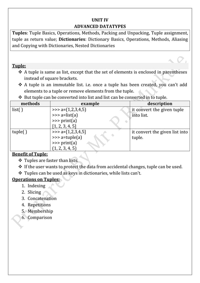 ESIT135 Problem Solving Using Python Notes of Unit-3 | PDF