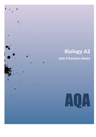  

Biology	
  A2	
  
Unit	
  4	
  Revision	
  Notes	
  
	
  

AQA
	
  

	
  

 