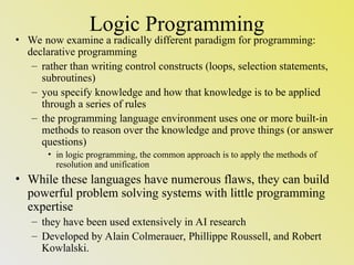 Logical Programming Paradigm for programming Languages. | PPT