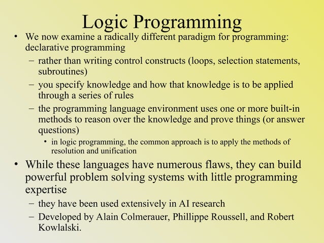 Logical Programming Paradigm for programming Languages. | PPT ...