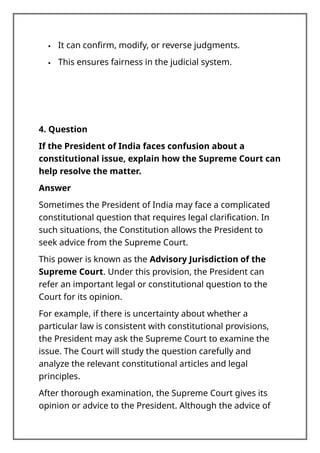 Comprehensive Guide to Indian Judiciary and Supreme Court Powers | DOC