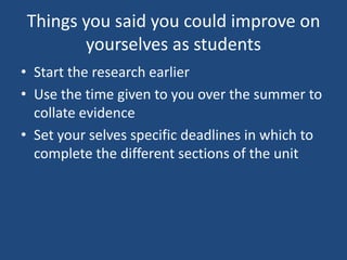 Unit 4 student evaluation and feedback | PPTX