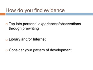 Unit 4 supporting the thesis with evidence | PPTX