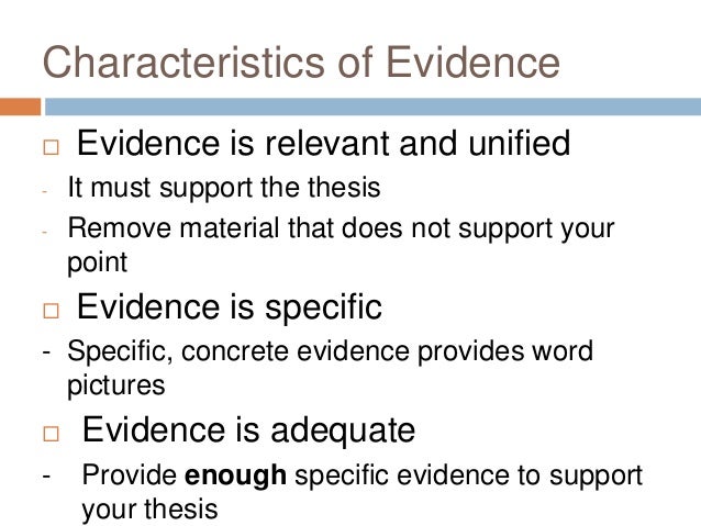 does thesis use evidence