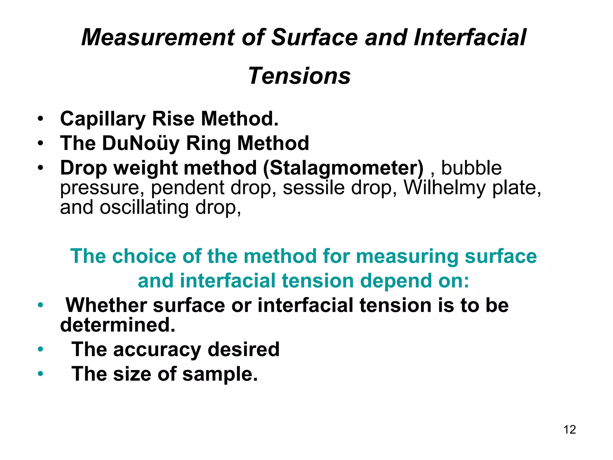 Surface tension and interfacial tension | PPT