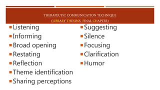 Restating Communication Therapeutic nurse patient relationship | PPTX