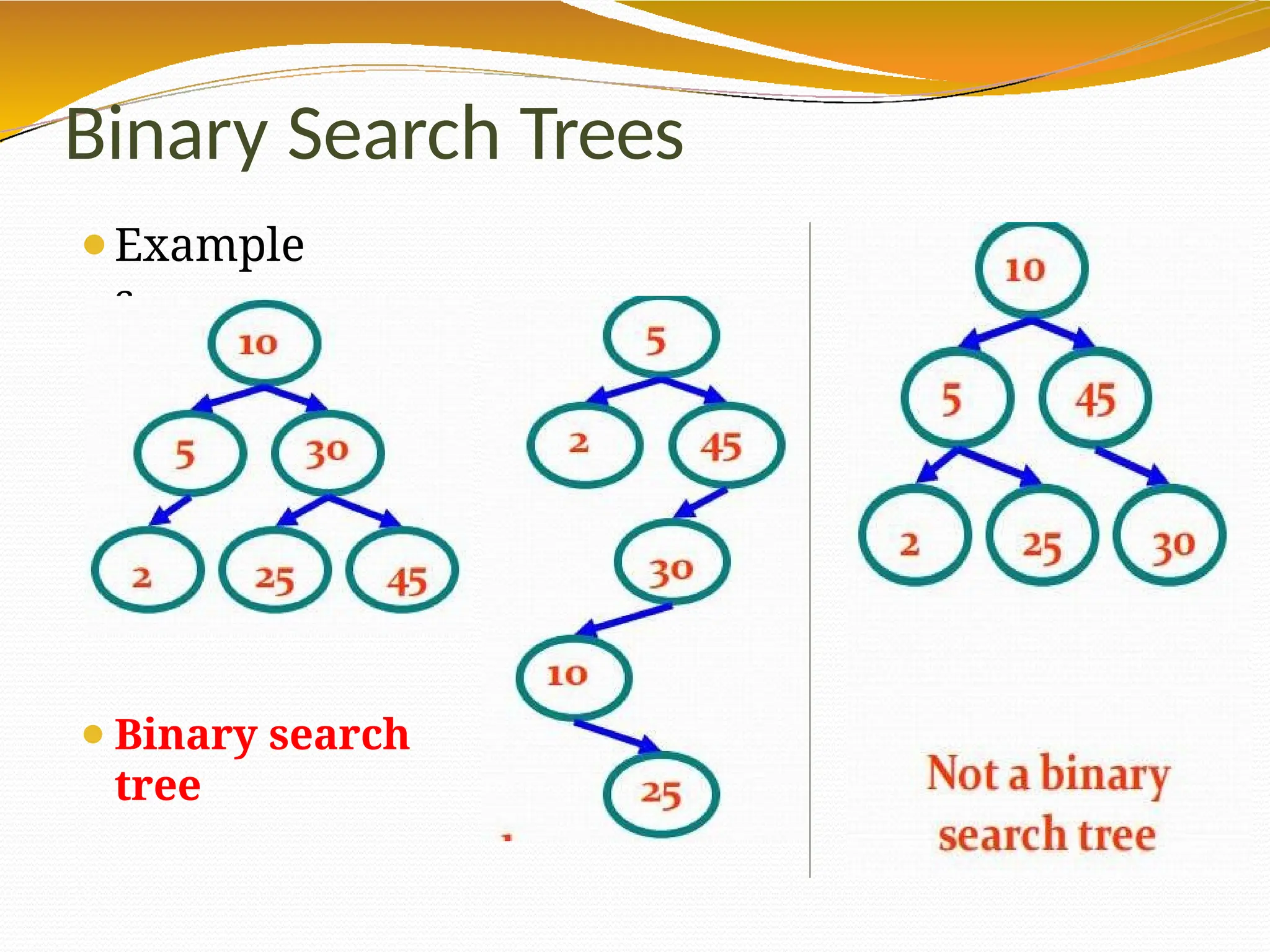 Binary Search Trees
⚫Example
s
⚫Binary search
tree
 